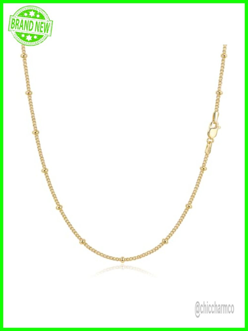 14K Gold Filled Satellite Beaded Chain Necklace 18 Inch Lobster Clasp